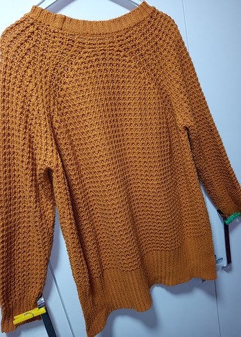 Kadın tarçın & Hardal rengi Makine Örgüsü  Uzun kollu tunikKazak - Görsel 6