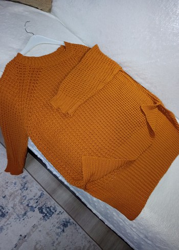 Kadın tarçın & Hardal rengi Makine Örgüsü  Uzun kollu tunikKazak - Görsel 11