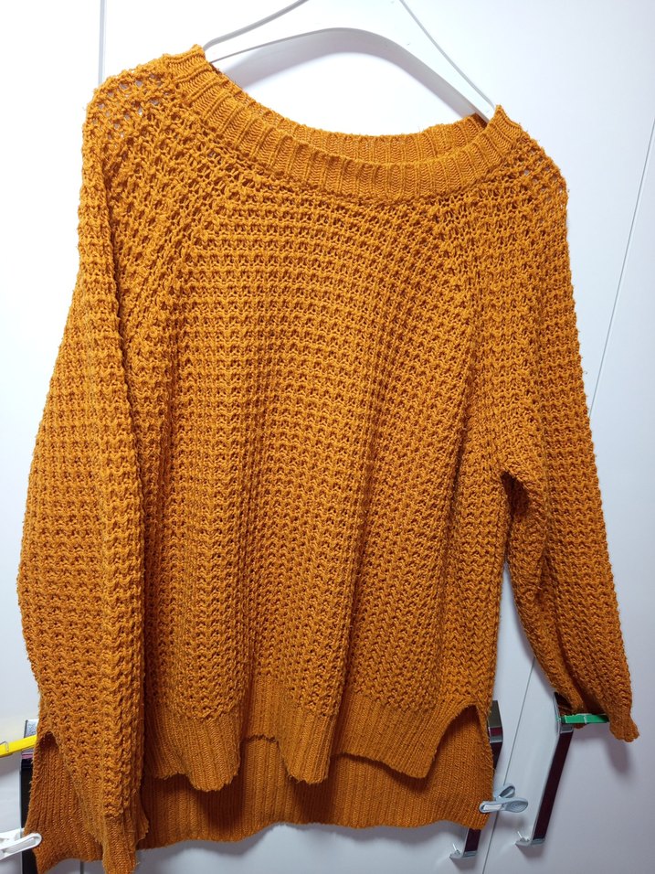 Kadın tarçın & Hardal rengi Makine Örgüsü  Uzun kollu tunikKazak - Görsel 4