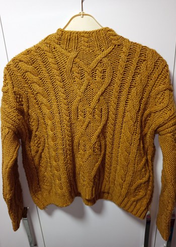 Bohem Tarzı Tarçın veya Hardal rengi Makine Örgüsü Kadın Kazak - Görsel 6