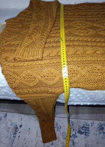 Bohem Tarzı Tarçın veya Hardal rengi Makine Örgüsü Kadın Kazak - Görsel 8