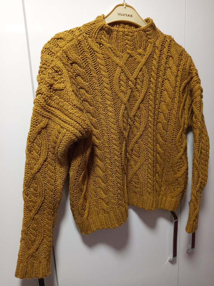 Bohem Tarzı Tarçın veya Hardal rengi Makine Örgüsü Kadın Kazak - Görsel 4