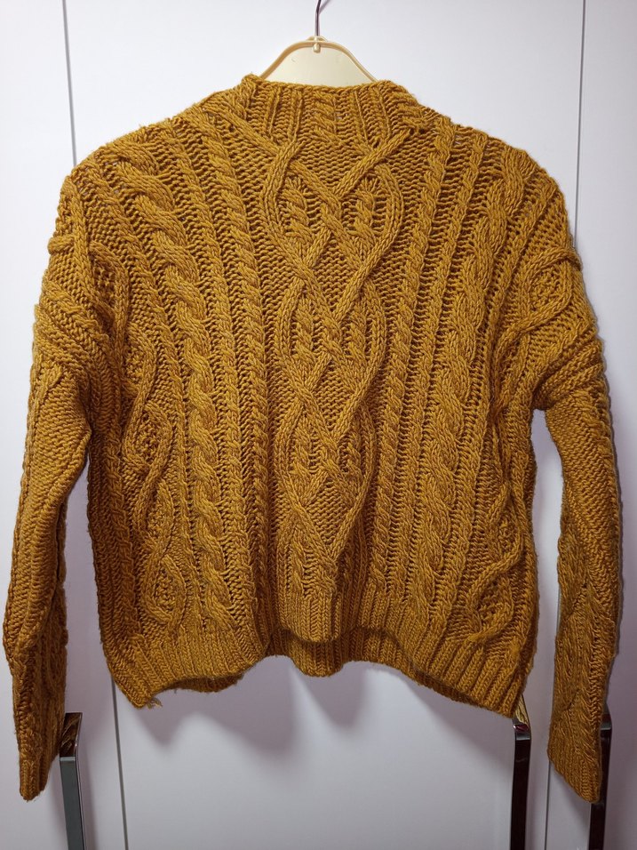 Bohem Tarzı Tarçın veya Hardal rengi Makine Örgüsü Kadın Kazak - Görsel 5
