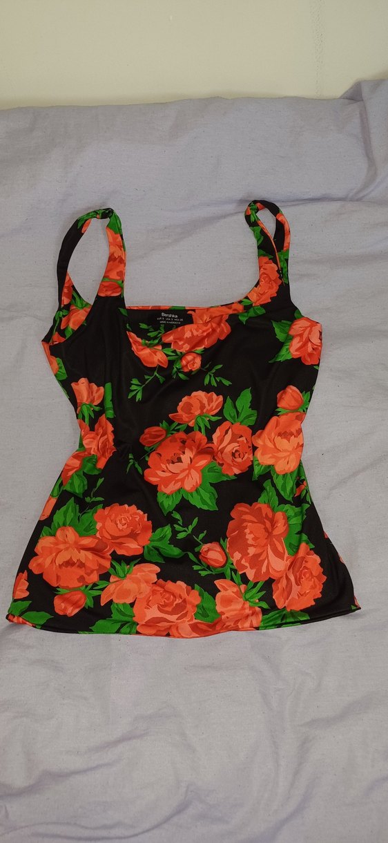 Çiçek Desenli Drapeli Straplez Kadın Atlet - Görsel 2