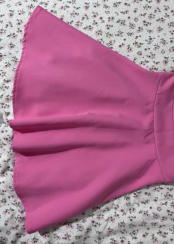 Fiyonklu Pembe Mini Elbise - Görsel 3
