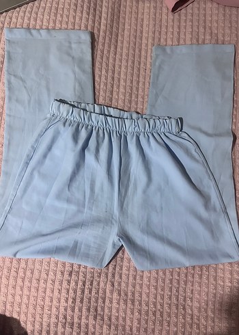 Düğmeli Uzun Kollu Mavi Keten Tunik - Görsel 3