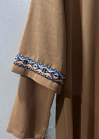 Hardal Sarisi Nakışlı Uzun Bohem Kadın Tunik - Görsel 2