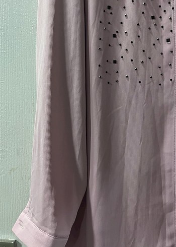 Pembe Uzun Kollu Nakışlı Kadın Tunik - Görsel 2