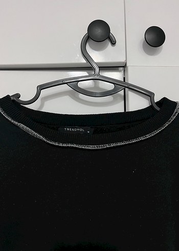 Siyah Rahat Kesim Kadın Sweatshirt - Görsel 3