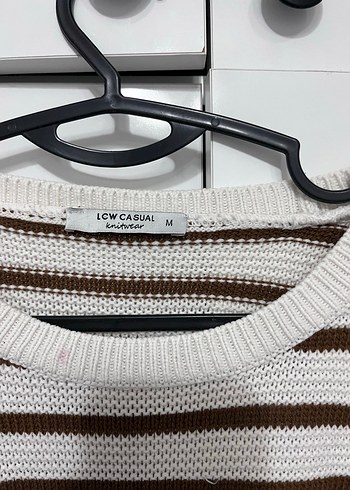 Kadın Kahverengi Çizgili Örgü Kazak - Görsel 3