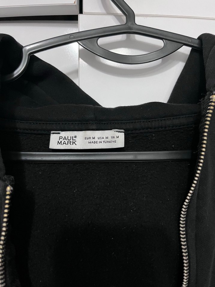 Fermuarlı Siyah Kapüşonlu Sweatshirt - Görsel 3