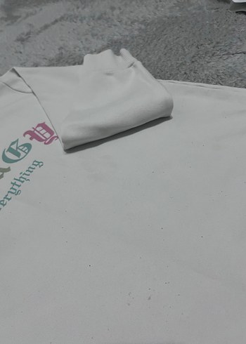 Beyaz Baskılı Pamuklu Kadın Sweatshirt - Görsel 3