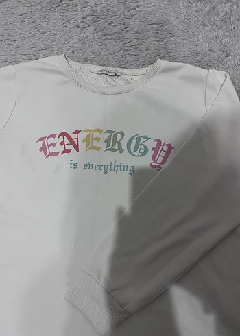 Beyaz Baskılı Pamuklu Kadın Sweatshirt - Görsel 2