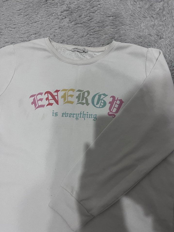 Beyaz Baskılı Pamuklu Kadın Sweatshirt - Görsel 2