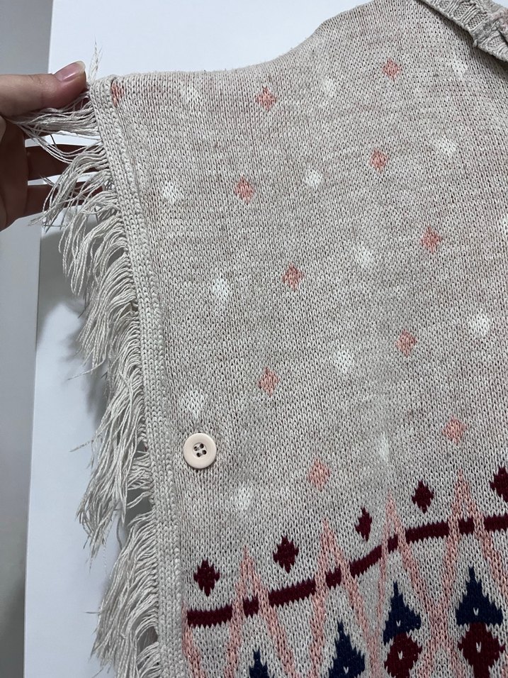 Bohem Nakışlı Kız Çocuk Triko Panço - Görsel 2