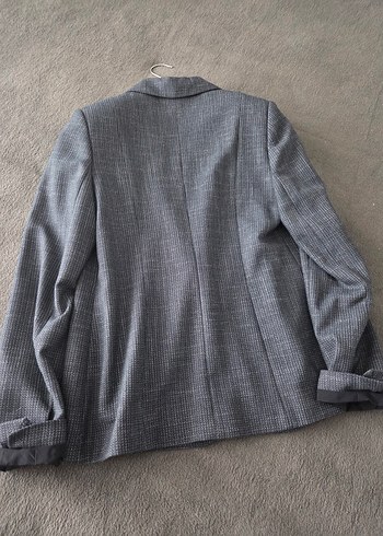 Gri Keten Düğmeli Kadın Blazer Ceket - Görsel 5