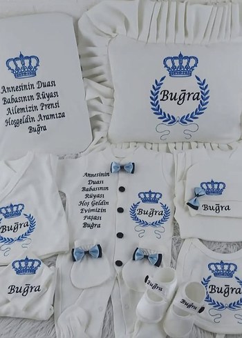 nakış işlemeli isimli hastane çıkışseti, isimli bebek tulum. - Görsel 6