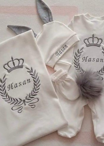 nakış işlemeli isimli hastane çıkışseti, isimli bebek tulum. - Görsel 10