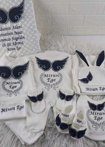 nakış işlemeli isimli hastane çıkışseti, isimli bebek tulum. - Görsel 3