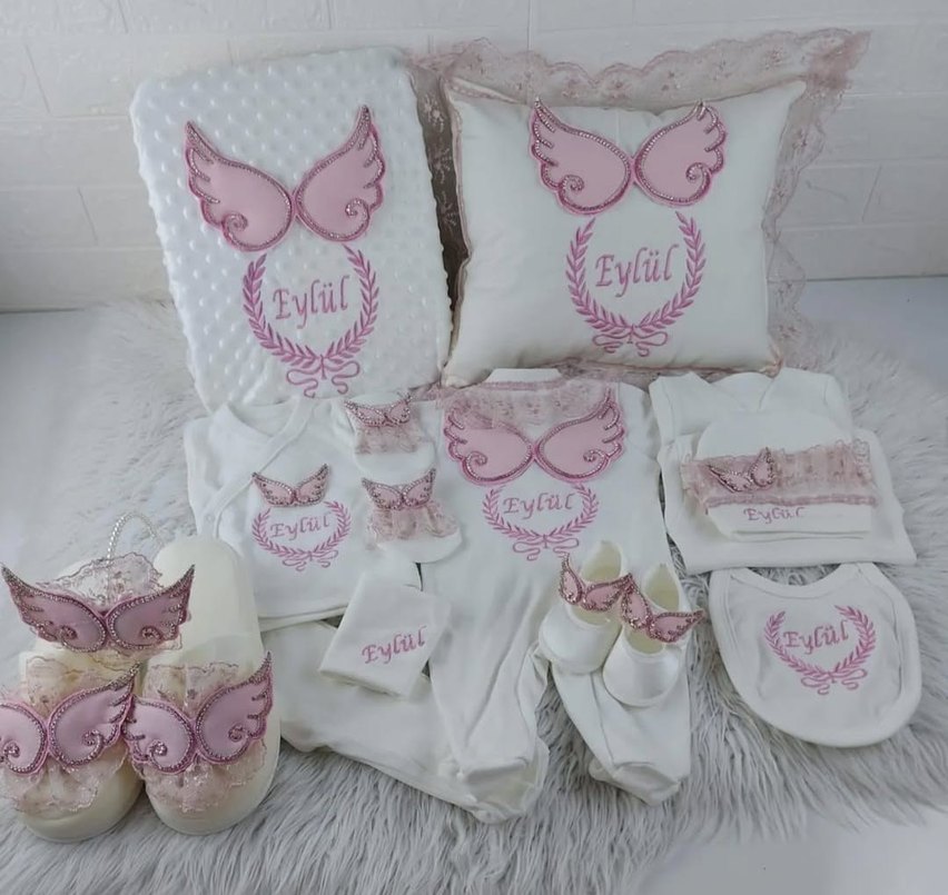 nakış işlemeli isimli hastane çıkışseti, isimli bebek tulum. - Görsel 2