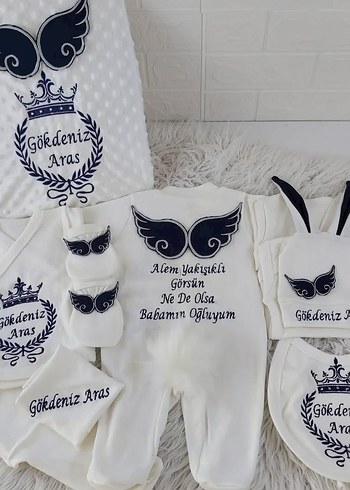 nakış işlemeli isme özel hastane çıkışı bebek tulım isimli tulum - Görsel 4