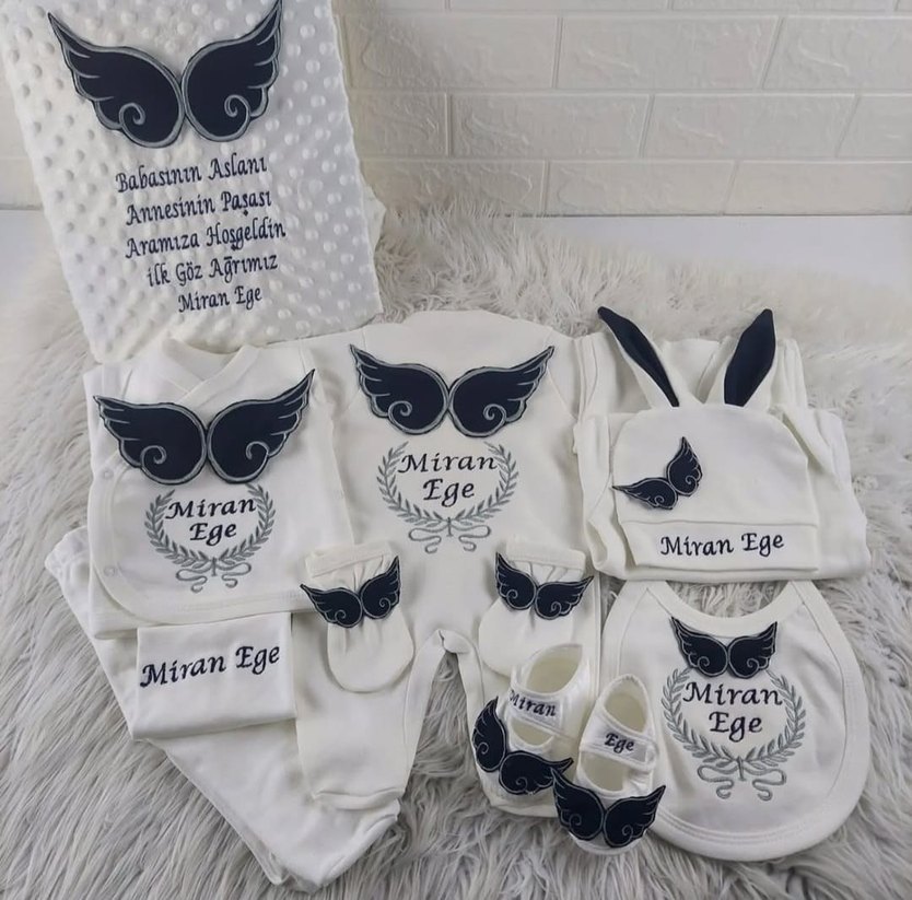 nakış işlemeli isme özel hastane çıkışı bebek tulım isimli tulum - Görsel 3