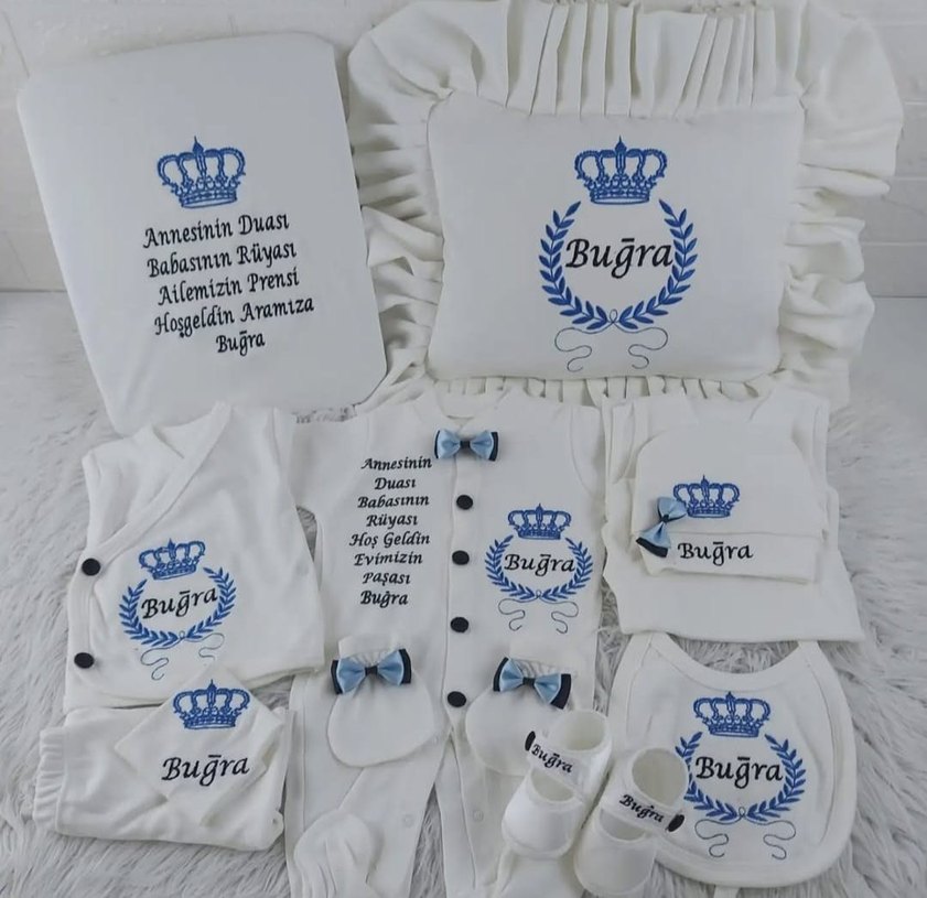 nakış işlemeli isme özel hastane çıkışı bebek tulım isimli tulum - Görsel 5