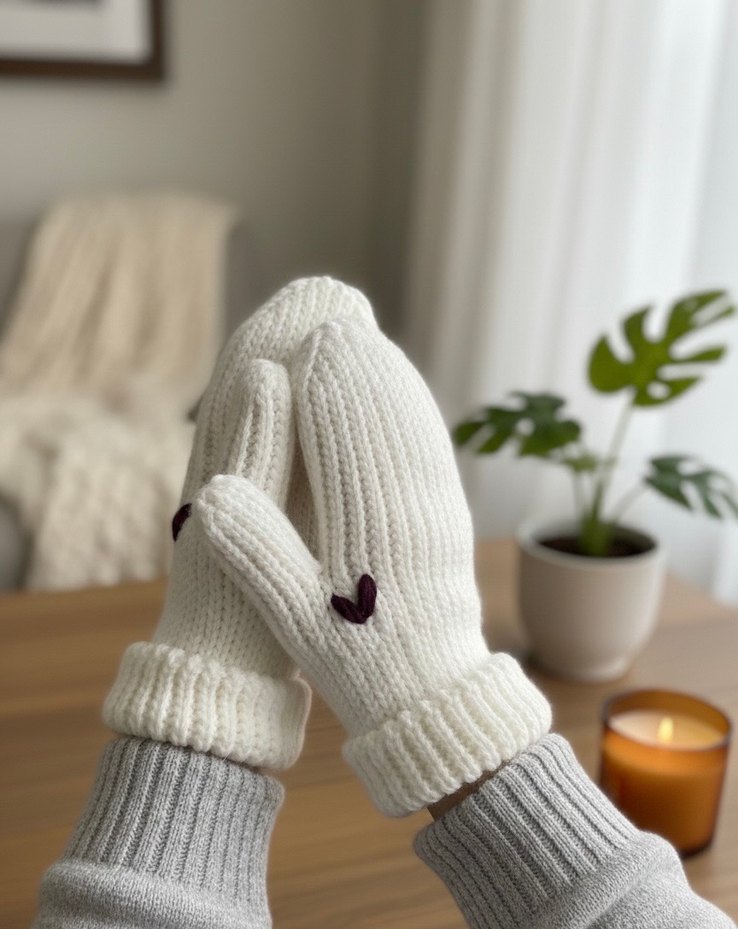 Kalp işlemeli Kadın Eldiven - Görsel 2