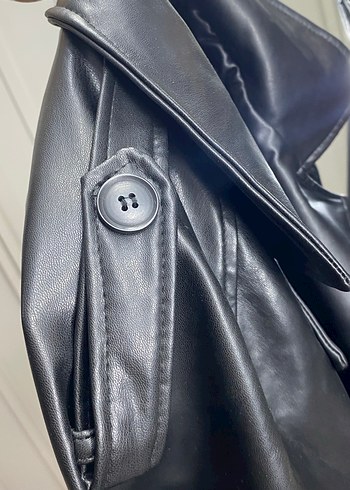 Kadın Siyah Deri Biker Ceket - Görsel 3