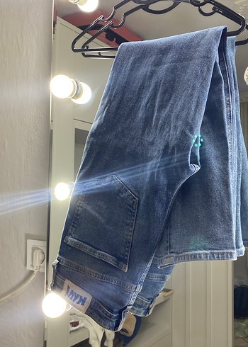 Mavi Düğmeli Kadın Denim Jean - Görsel 2