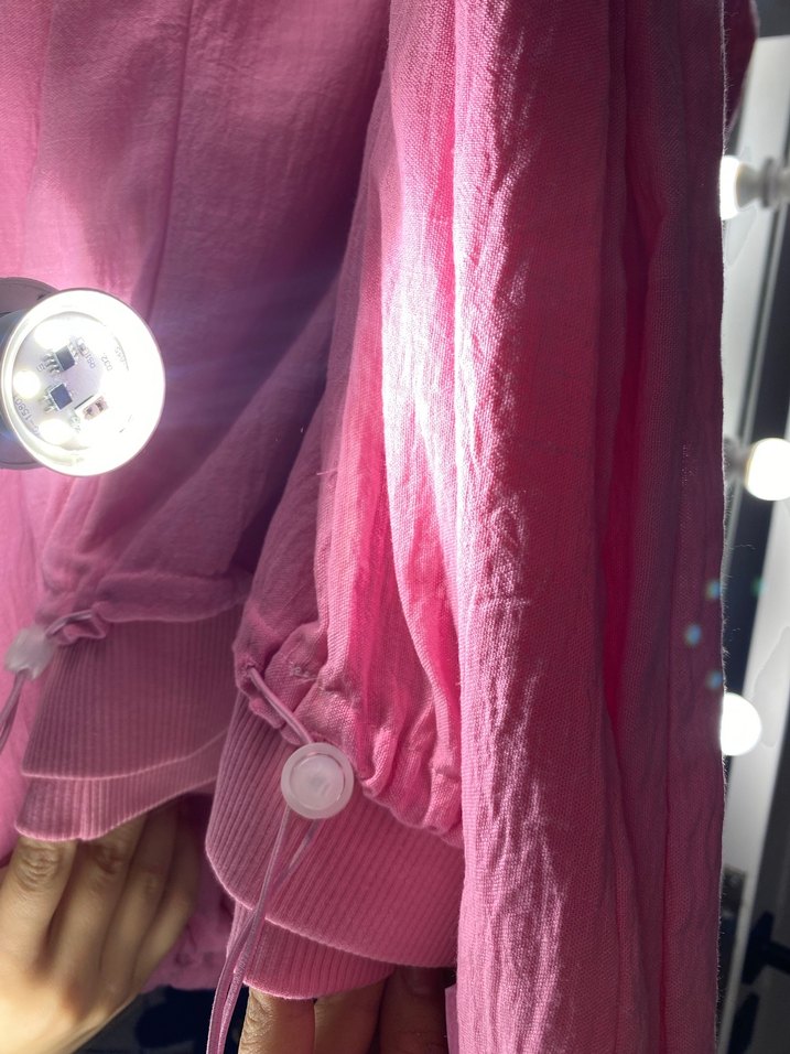 Düğmeli Pembe Keten Mini Kadın Pantolon - Görsel 4