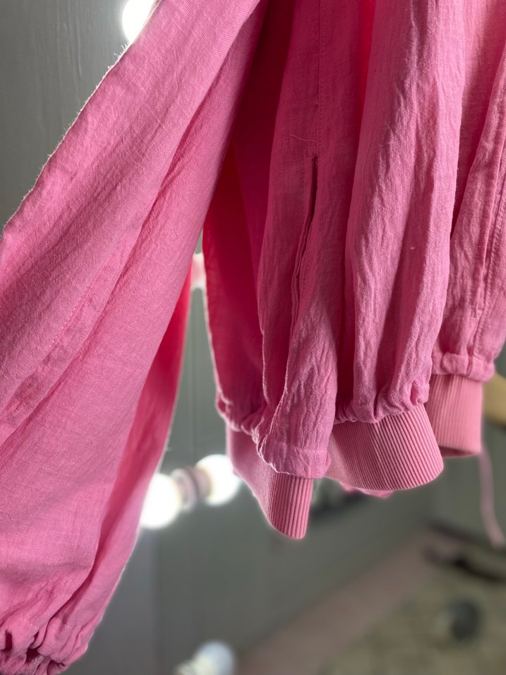 Düğmeli Pembe Keten Mini Kadın Pantolon - Görsel 2