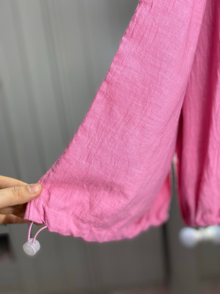Düğmeli Pembe Keten Mini Kadın Pantolon - Görsel 3