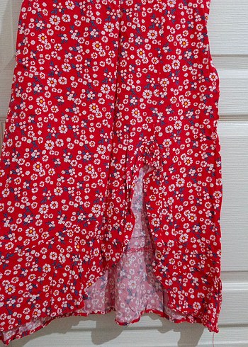 Kırmızı Çiçekli Uzun Hamile Eteği - Görsel 3