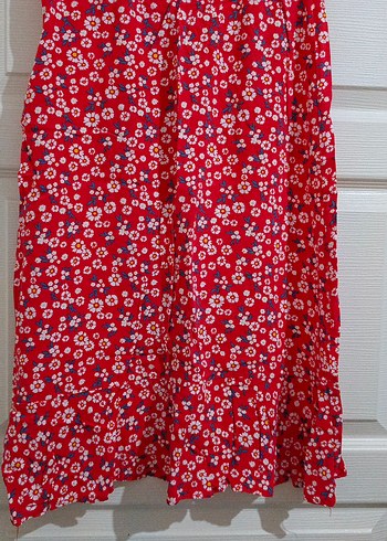 Kırmızı Çiçekli Uzun Hamile Eteği - Görsel 2
