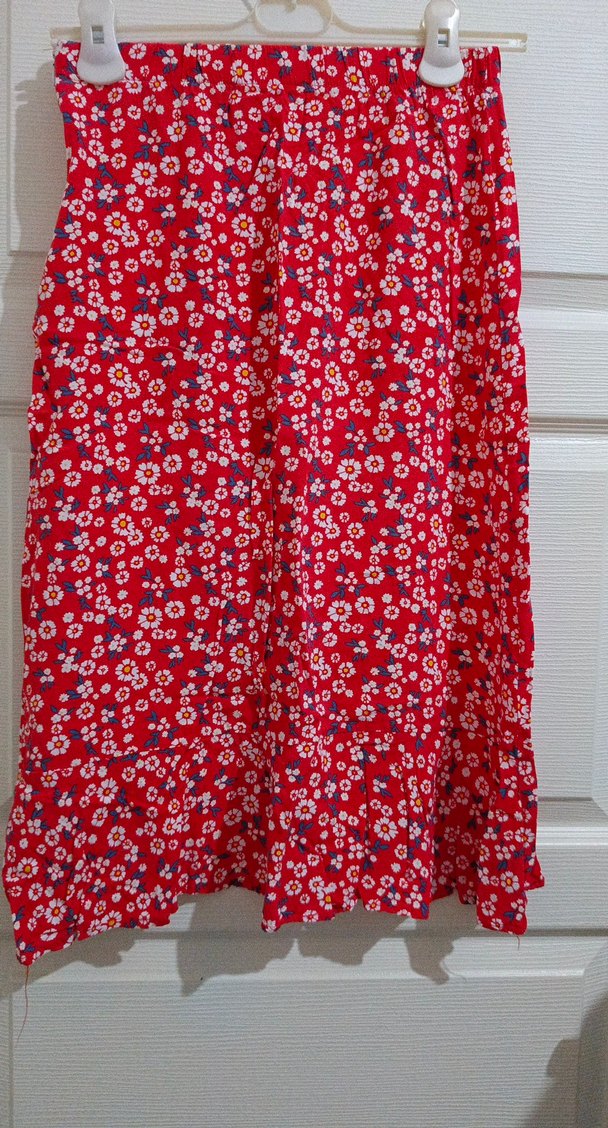 Kırmızı Çiçekli Uzun Hamile Eteği - Görsel 2