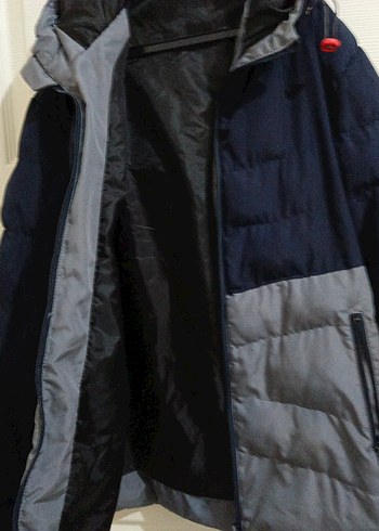 Gri Kapüşonlu Şişme Erkek Mont - Görsel 3