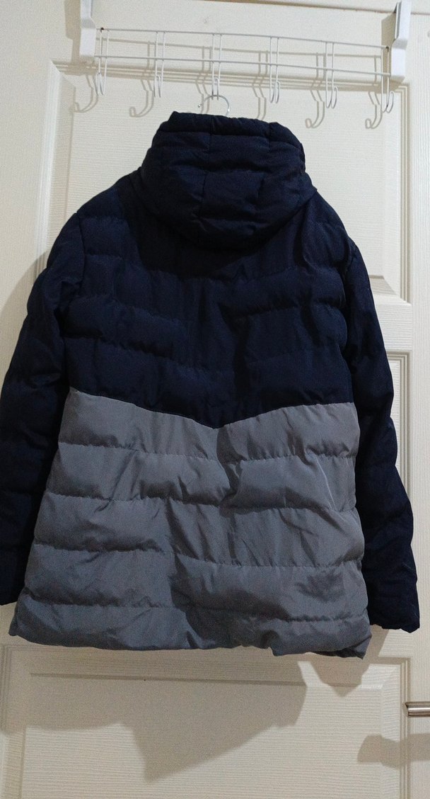 Gri Kapüşonlu Şişme Erkek Mont - Görsel 2