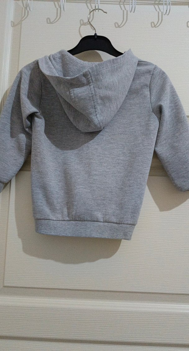 Gri Erkek Çocuk Fermuarlı Sweatshirt - Görsel 2