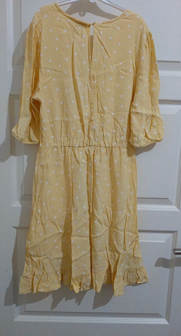 Sarı Puantiyeli Midi Bohem Elbise - Görsel 2