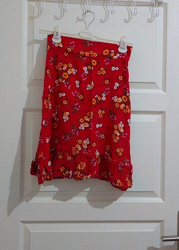 Kız Çocuk Renkli Çiçek Desenli Fırfırlı Etek - Görsel 2