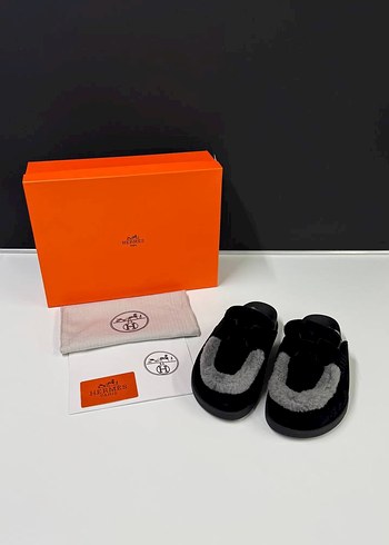 Siyah Kadın Ev Terliği, Kürklü Detaylı - Görsel 3