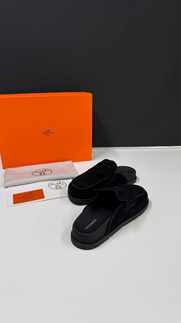 Siyah Kadın Terlik Platform Tabanlı Velcro - Görsel 2