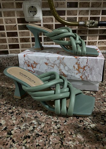 Yeşil Bohem Blok Topuklu Terlik - Görsel 2