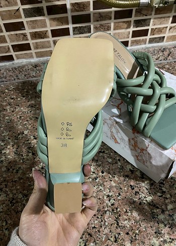 Yeşil Bohem Blok Topuklu Terlik - Görsel 3