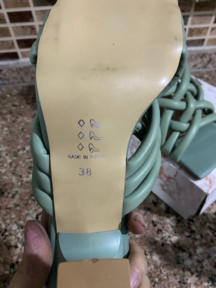 Yeşil Bohem Blok Topuklu Terlik - Görsel 4