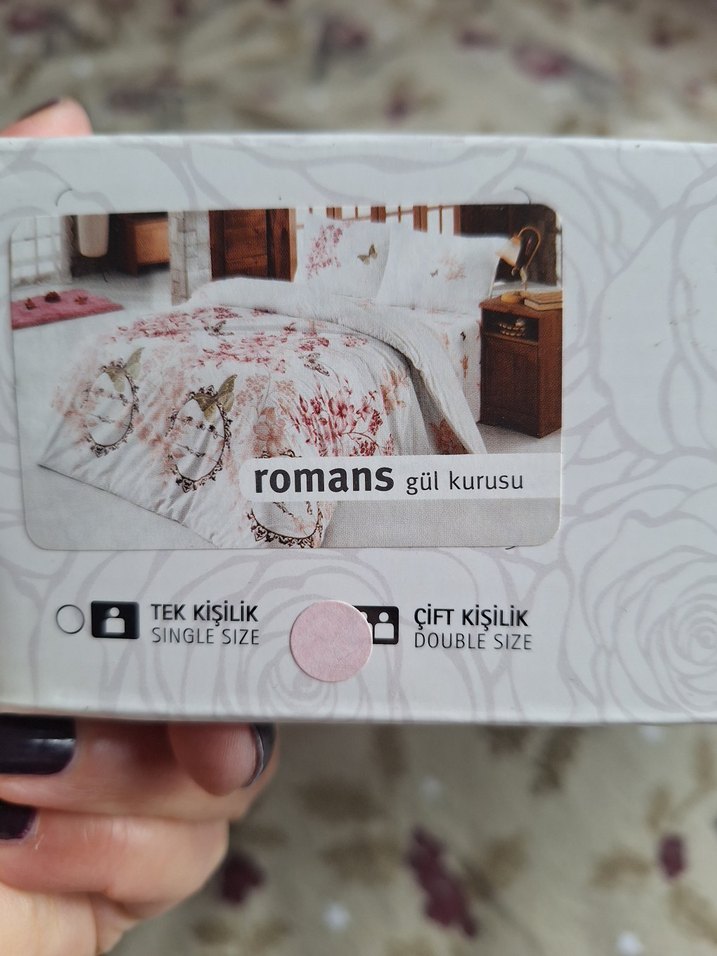 Beyaz, Pastel Renkli Desenli Çift Kişilik Pike Takımı - Görsel 5