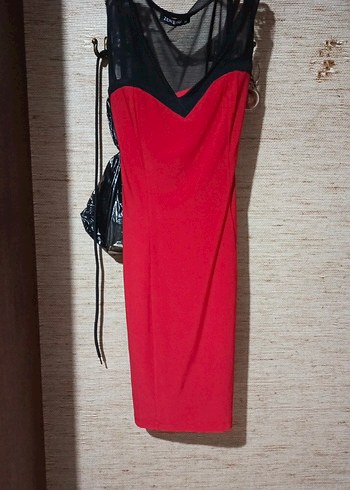 Puantiye Desenli Siyah Mini Elbise - Görsel 10