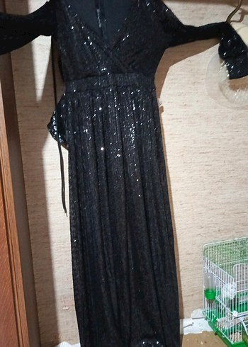 Puantiye Desenli Siyah Mini Elbise - Görsel 5