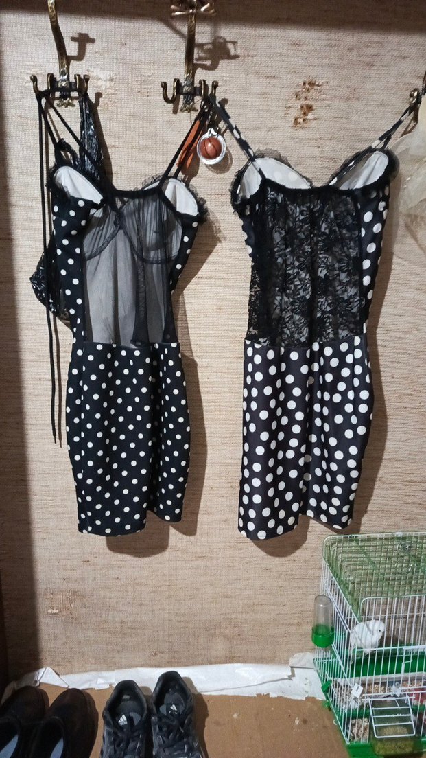 Puantiye Desenli Siyah Mini Elbise - Görsel 2